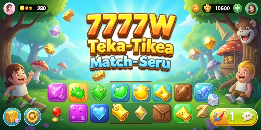 Screenshot gameplay 7777W yang menampilkan tantangan Match-3.