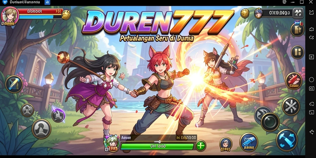 Tangkapan layar utama DUREN777 menunjukkan aksi pertarungan seru di dunia anime.