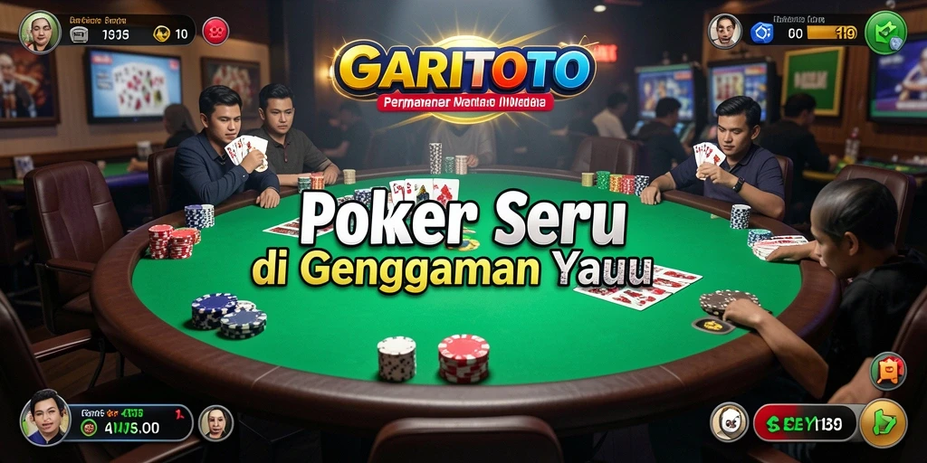 Tampilan gameplay Poker yang mendebarkan dan interaktif.