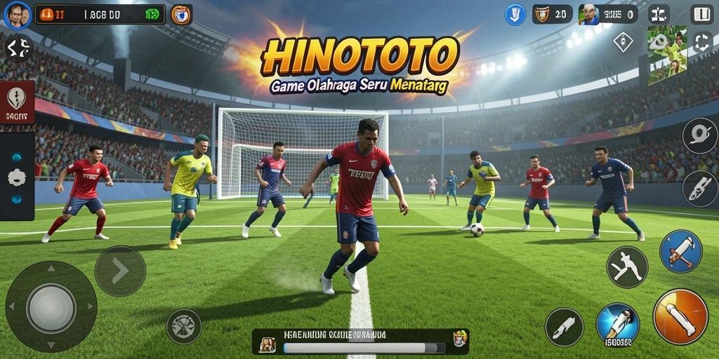 Screenshot HINOTOTO menampilkan aksi seru dalam permainan olahraga.