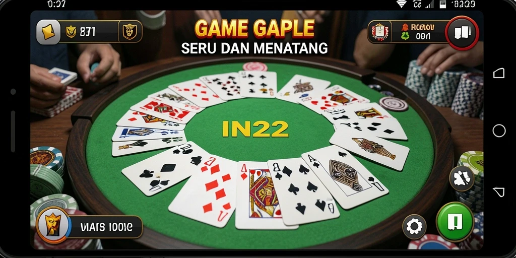 Tampilan gameplay Gaple yang seru dan menarik pada IN22.