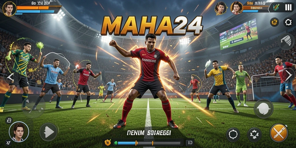Gameplay MAHA24 menghadirkan aksi olahraga yang seru dan mendebarkan.