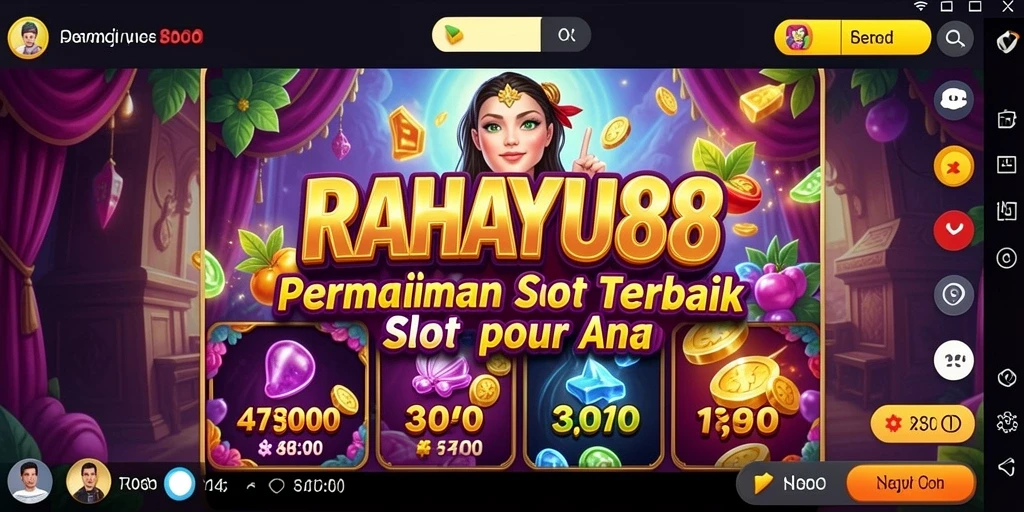 Screenshot permainan Slot RAHAYU88 menampilkan momen menegangkan saat gulungan berputar.
