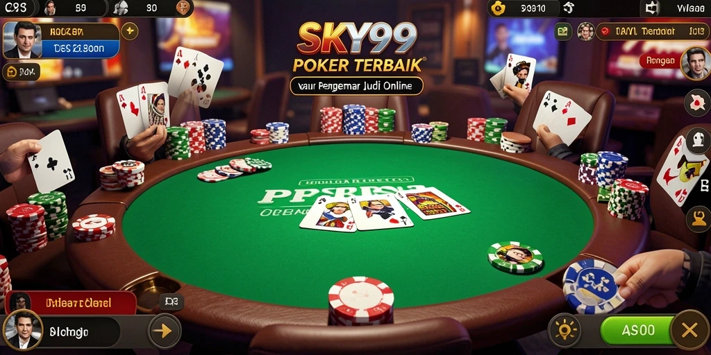 Tampilan gameplay poker yang mendebarkan dan interaktif di SKY99.