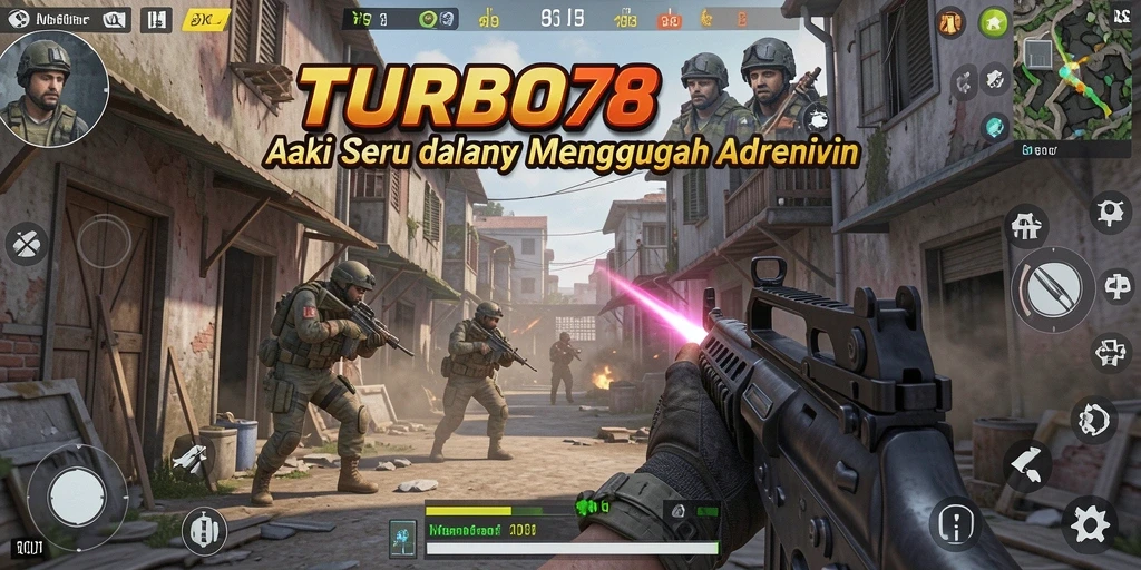 TANGKAPAN Gameplay TURBO78 dengan aksi tembak-menembak seru.