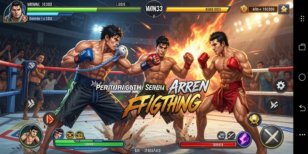 Tangkapan layar menunjukkan pertarungan epik di arena <strong>WIN33</strong>.
